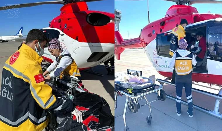 Şırnak’ta ambulans helikopter 2 yaşındaki Emine bebek için havalandı