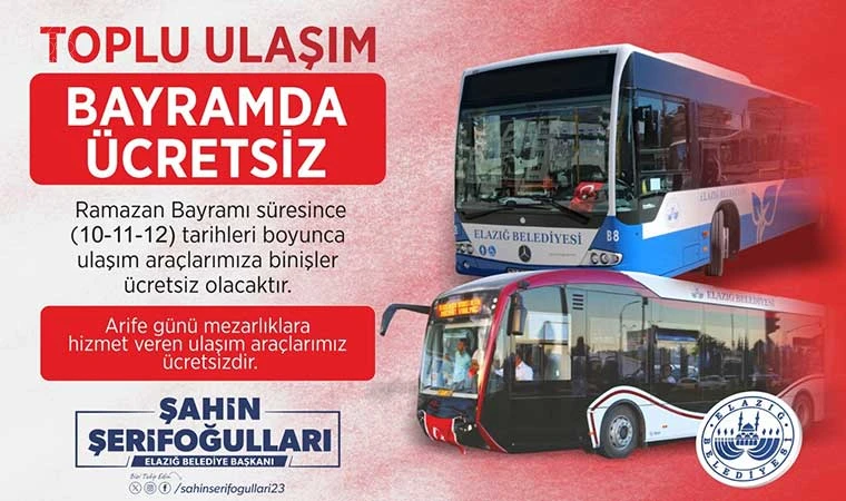 Elazığ Belediyesi'nden ücretsiz ulaşım