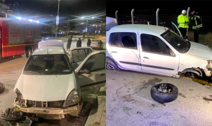 Refüje çarpıp karşı şeride uçtu