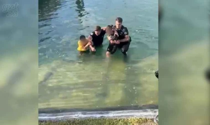 Süs havuzuna düşen 3 çocuk polis ekiplerince kurtarıldı