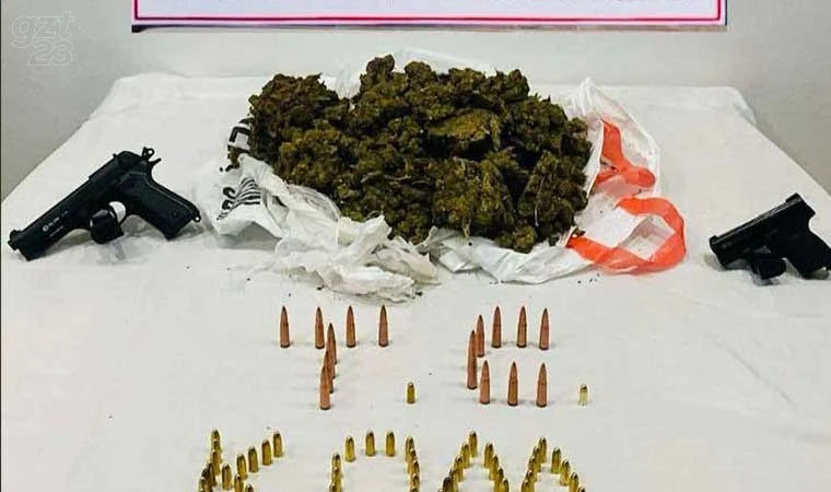 3 kilo skunk ve 2 adet silah ele geçirildi