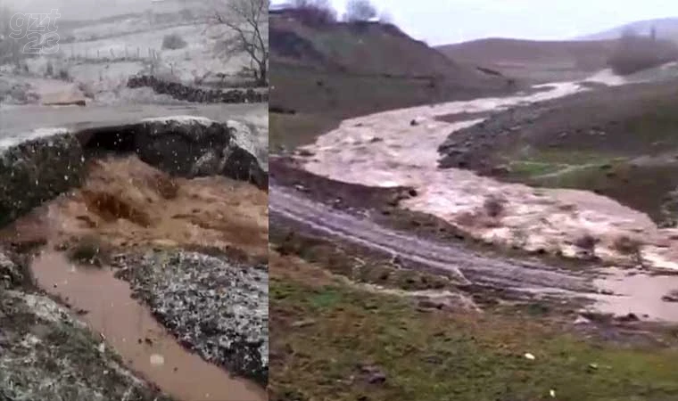 Elazığ’da sel nedeniyle yol çöktü