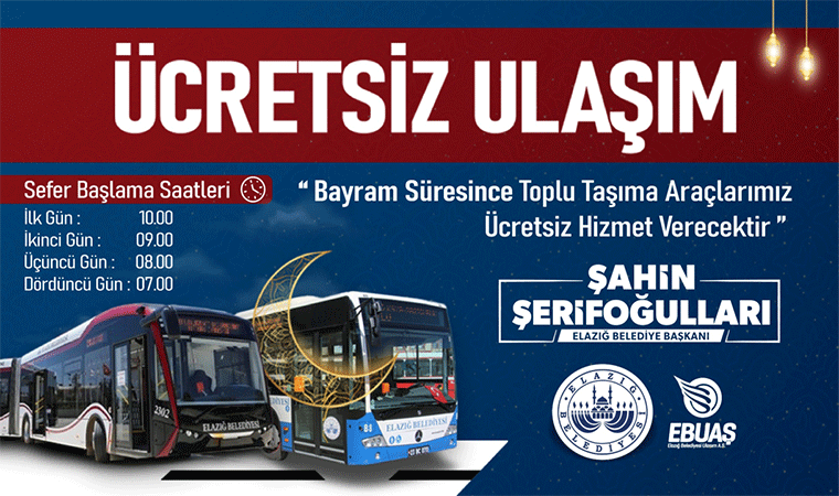 Bayramda otobüsler ücretsiz